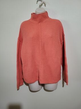 Sonoma Coral Waffle Knit Turtleneck Pullover